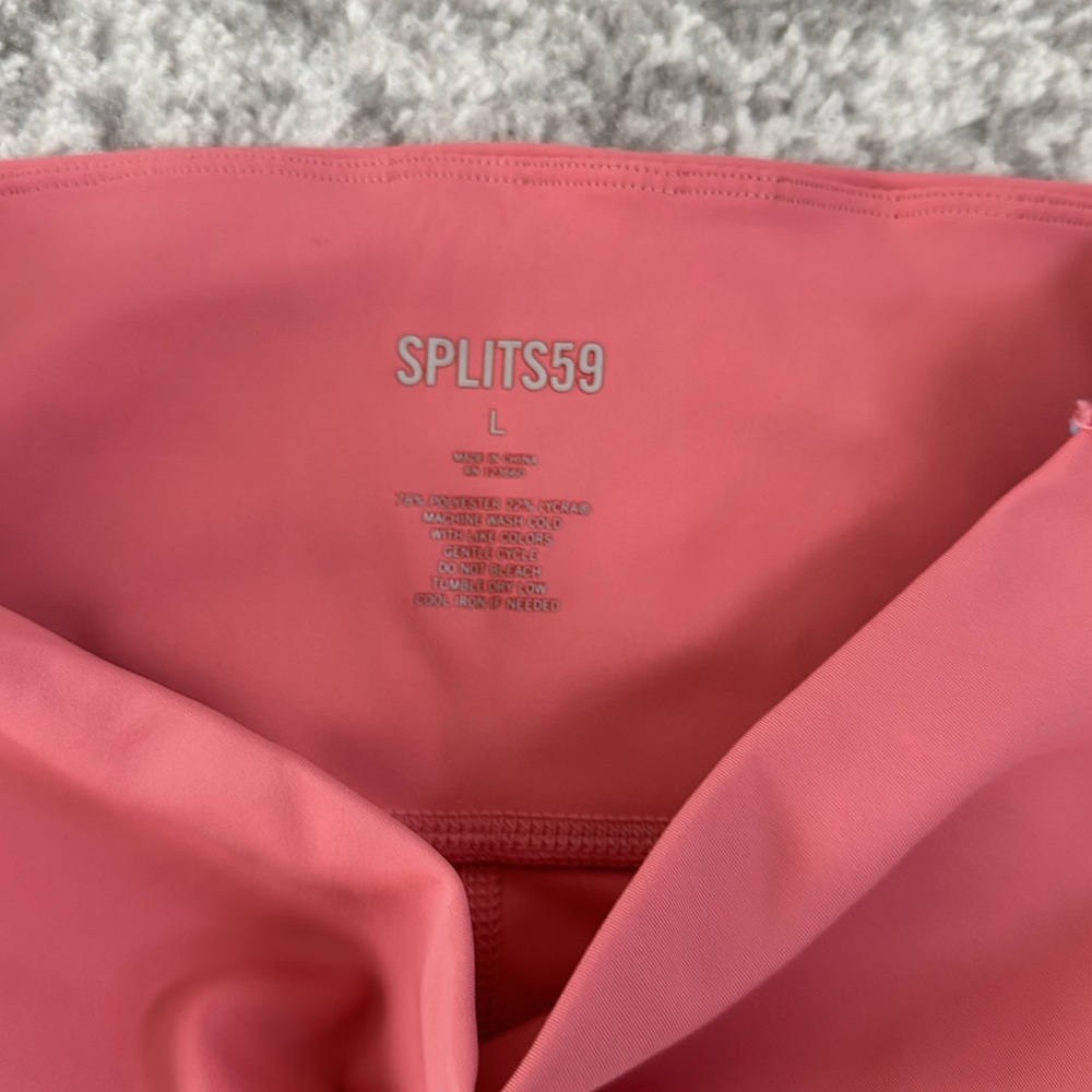 Splits 59 Pink Workout Leggings, Light Blue Stripe Size L - Picture 2 of 6